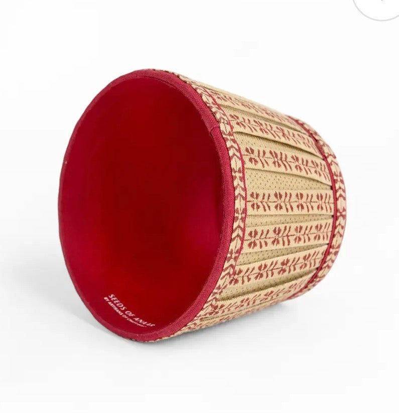 Lampshade Cover-Floral Stripe Ochrered